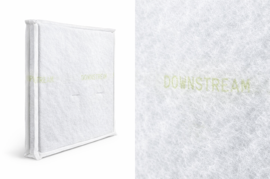 Close-up detail of the moisture-resistant filtration media used in FILTR handcrafted AC filters.